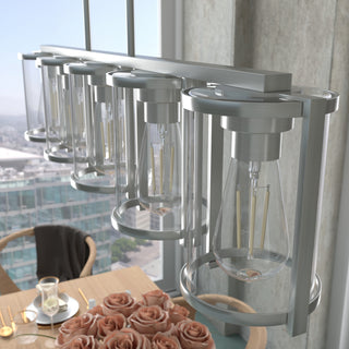 Astwood Brushed Nickel With Clear Glass 5 Light Chandelier Ceiling