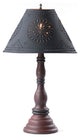 Wood Table Lamp With Punched Tin Shade USA Handmade Davenport, Espresso