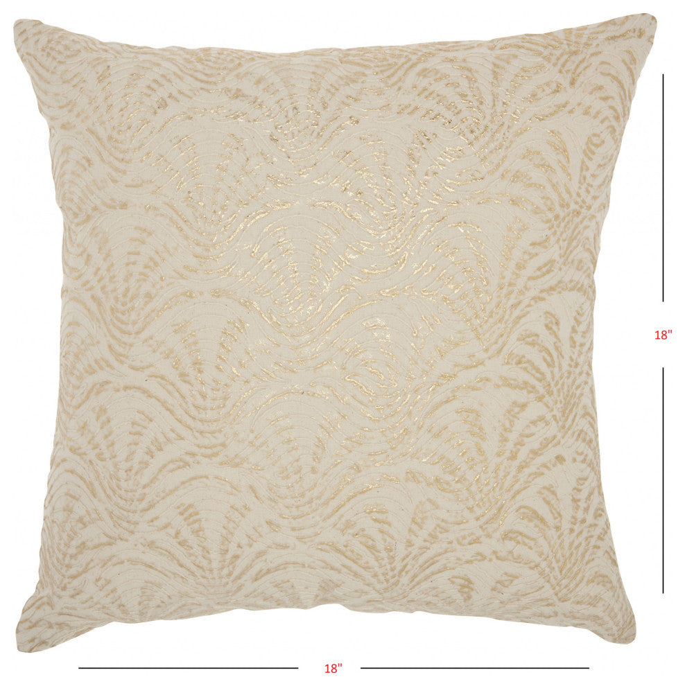 Contemporary Handcrafted Ivory Gold Accent Throw Pillow