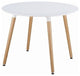 Modern Style Dining Table With Wooden Legs, MDF Fiberboard Round Top 32" White
