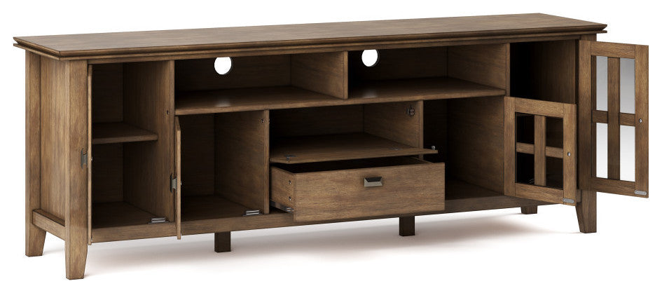 Artisan Solid Wood 72" TV Media Stand For TVs up to 80", Rustic Natural Aged Brown