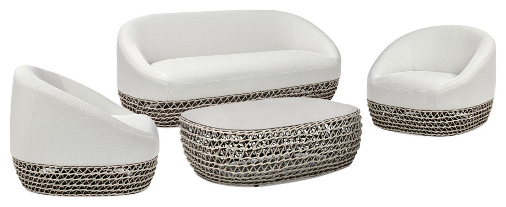 Willow 4-Piece Outdoor Patio Conversation Set, Wheat Beige Axroma Olefin