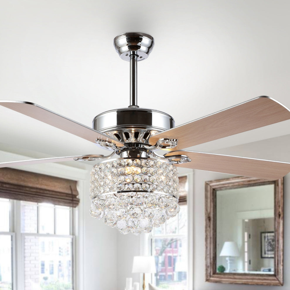 Safavieh Pramton 3 Lt 52" Ceiling Fan, Chrome