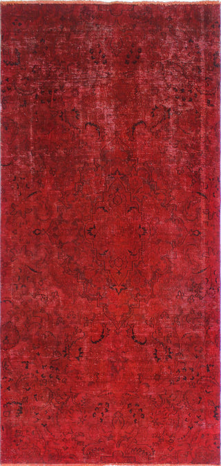 Vintage Distressed Overdyed Edrei Red Runner 4'5"x9'2"