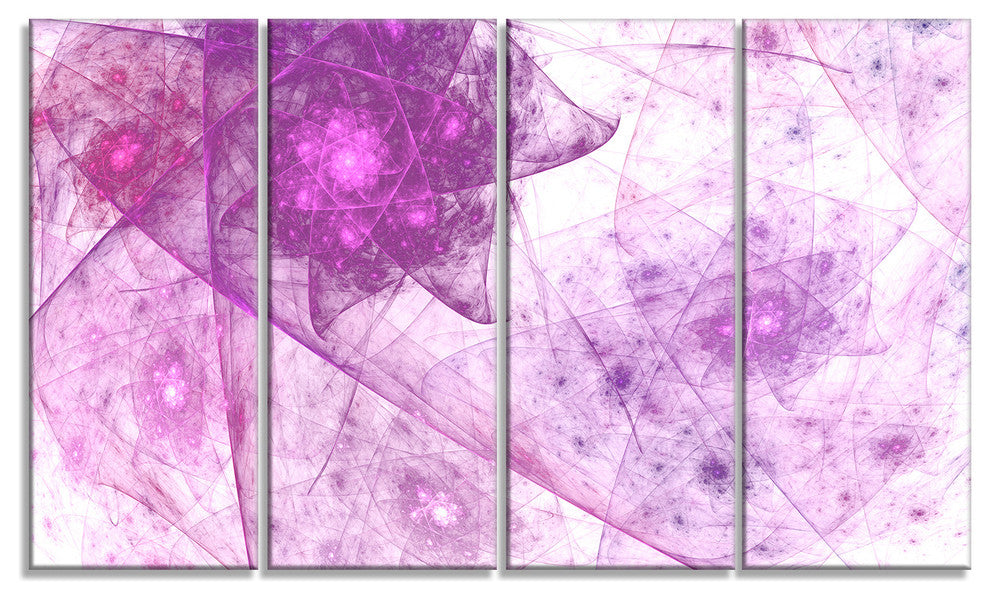 Light Purple Rotating Polyhedron, Abstract Canvas Wall Art, 48"x28", 4 Panels