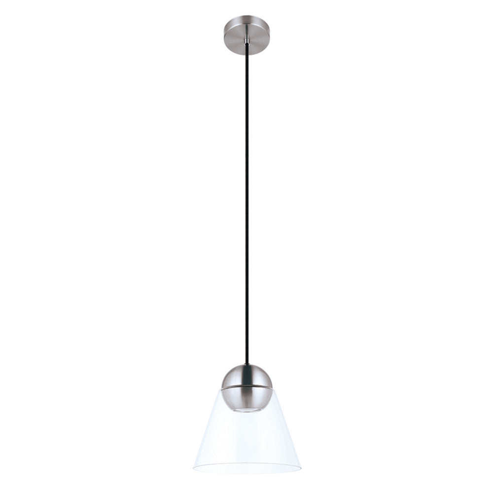 Cerasella 1-Light Mini Pendant, Matte Nickel Finish, Clear Glass Shade