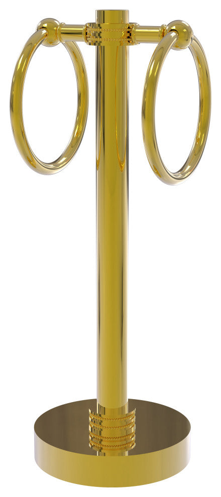 Vanity Top 2 Towel Ring with Dotted Accents, Polished Brass