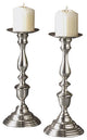 Pillar Candleholders, Set of 2, Antique Brass