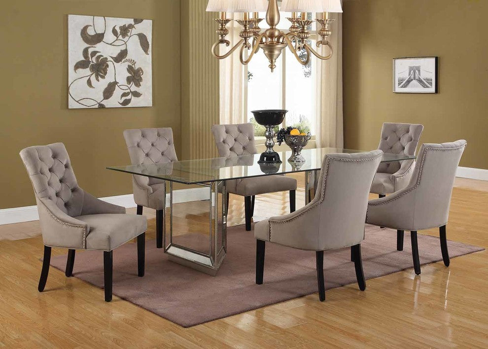 Nicolette Mirrored Silver Dining Table, 96"