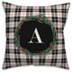 Black Plaid Monogram Wreath A 18x18 Spun Poly Pillow