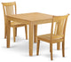3-Piece Dinette Table Set - Table And 2 Wood Seat Dining Chairs In Oak Finish