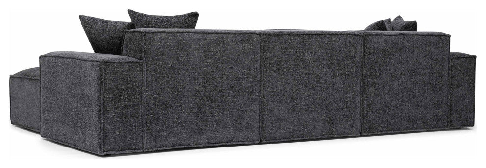 Mindy Chenille Basketweave Modular Sectional, Charcoal