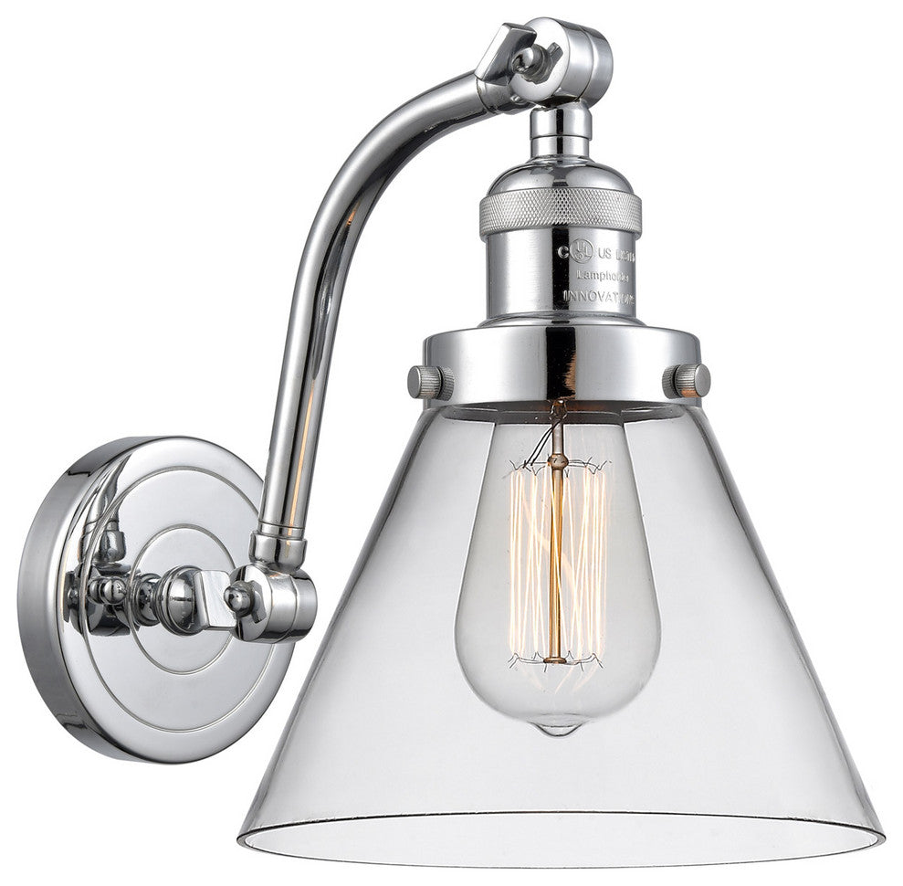 Franklin Restoration Large Cone 1 Light Wall Sconce in Polished Chrome