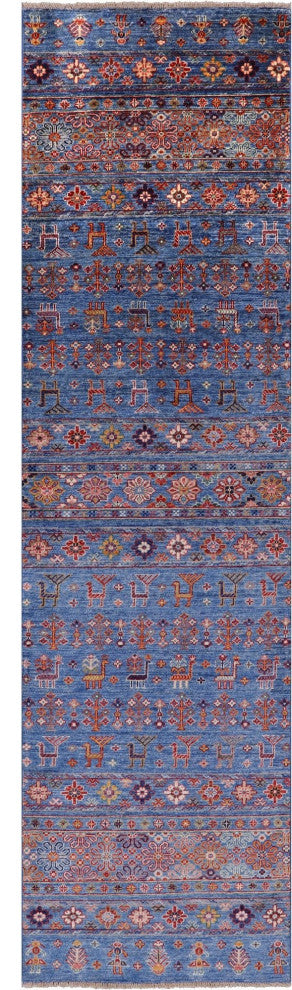 Hand Knotted Tribal Persian Gabbeh Wool Runner Rug 2' 8" X 9' 8" Q8194