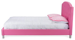 Canterbury Faux Leather Queen Size Platform Bed, Pink