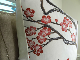 Plutus Japanese Blossom Handmade Throw Pillow, Double Sided 20"x20"