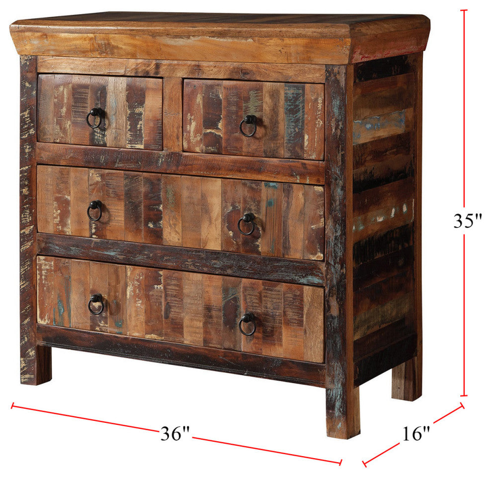 4 Drawers Accent Cabinet, Reclaimed Wood
