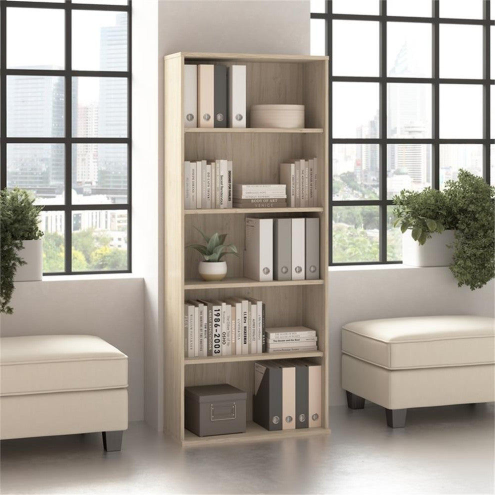 Hustle Tall 5 Shelf Bookcase in Natural Elm - Engineered Wood