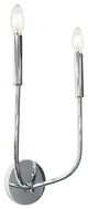 2 Light Incandescent Wall Sconce, Polished Chrome