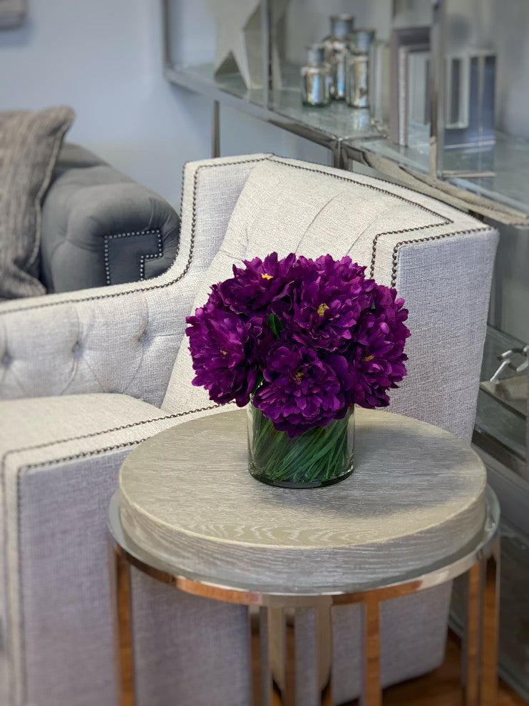 Purple Peonies  with Grass