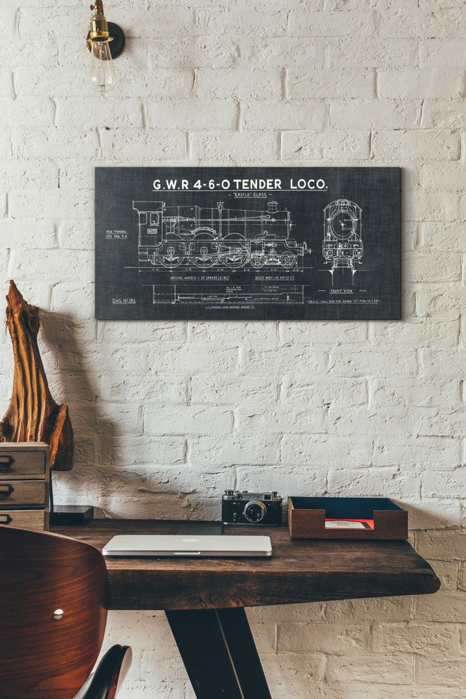 Epic Graffiti "Train Blueprint III" Giclee Canvas Wall Art, 12"x24"