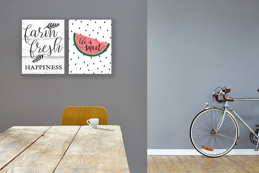 "Farm Fresh Happiness Script" 16x20, Stretched Canvas Wall Art