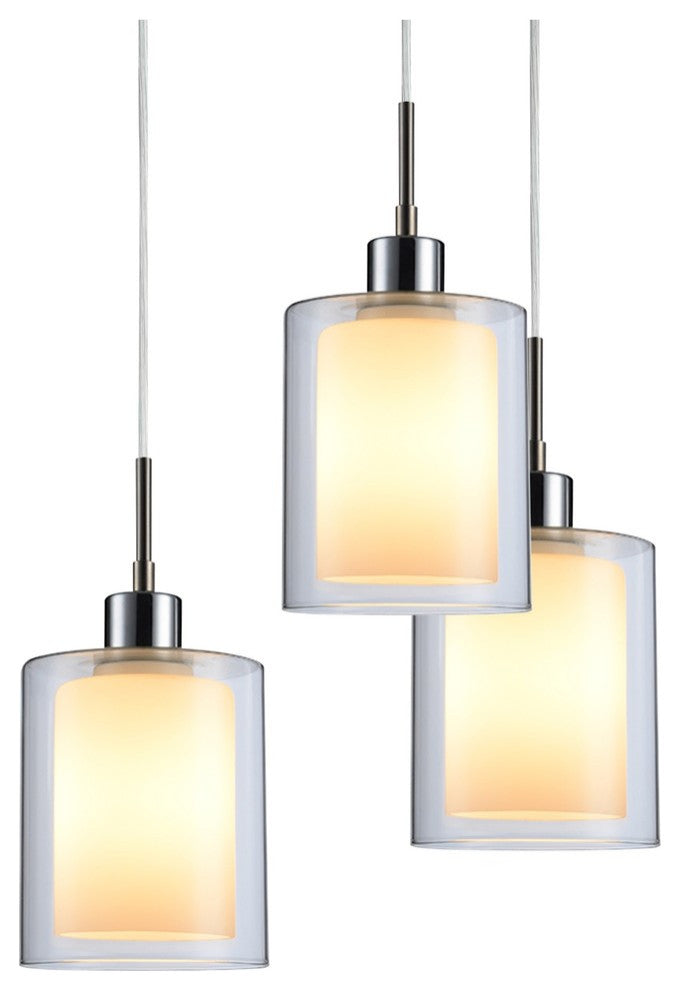 Alaina 5LPendant Chandelier, Chrome/Bronze, Clear/Opal Double Glass