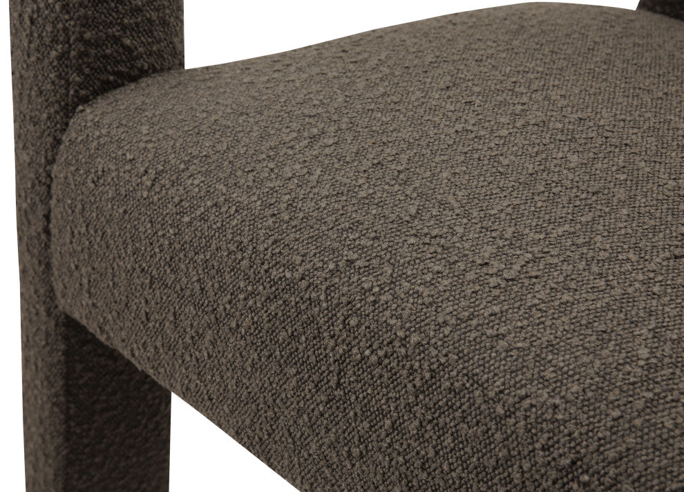 Athena Boucle Fabric Upholstered Bench, Brown, Boucle Fabric