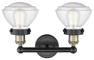 Olean 2-Light 16" Bath Vanity Light, Black Antique Brass Finish, Mercury Shade