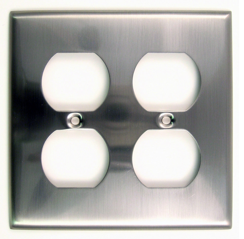 Double Receptacle Switch Plate, Satin Nickel