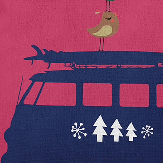 Christmas Surf Bird Accent Pillow, Holiday Pink, 26"x26"