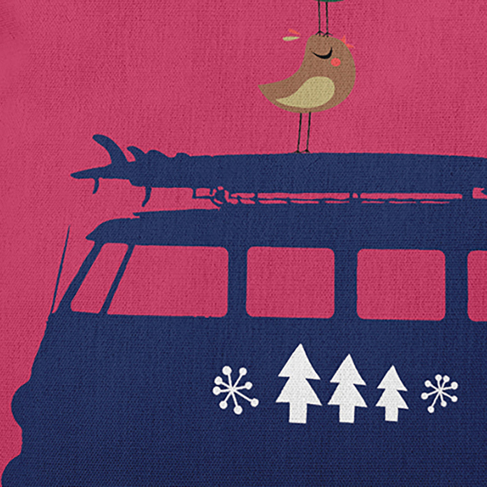 Christmas Surf Bird Accent Pillow, Holiday Pink, 26"x26"