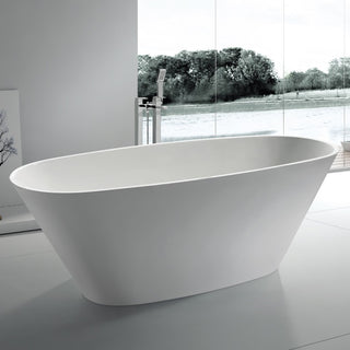 ADM Oval Freestanding Bathtub, White, 70.7", Glossy White