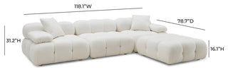 Calliope Cream Vegan Shearling 4-piece Modular Sectional Cream