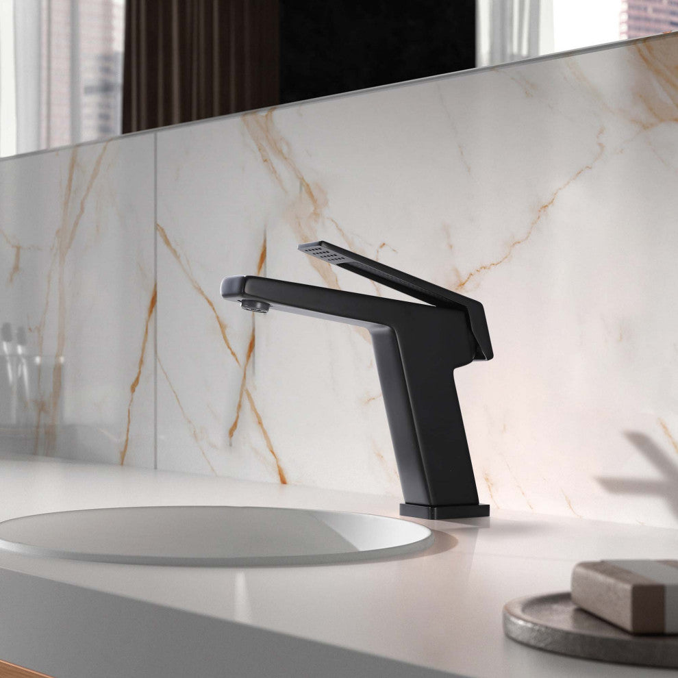 Deck Mounted Single Handle Bathroom Faucet, Single Hole, Matte Black