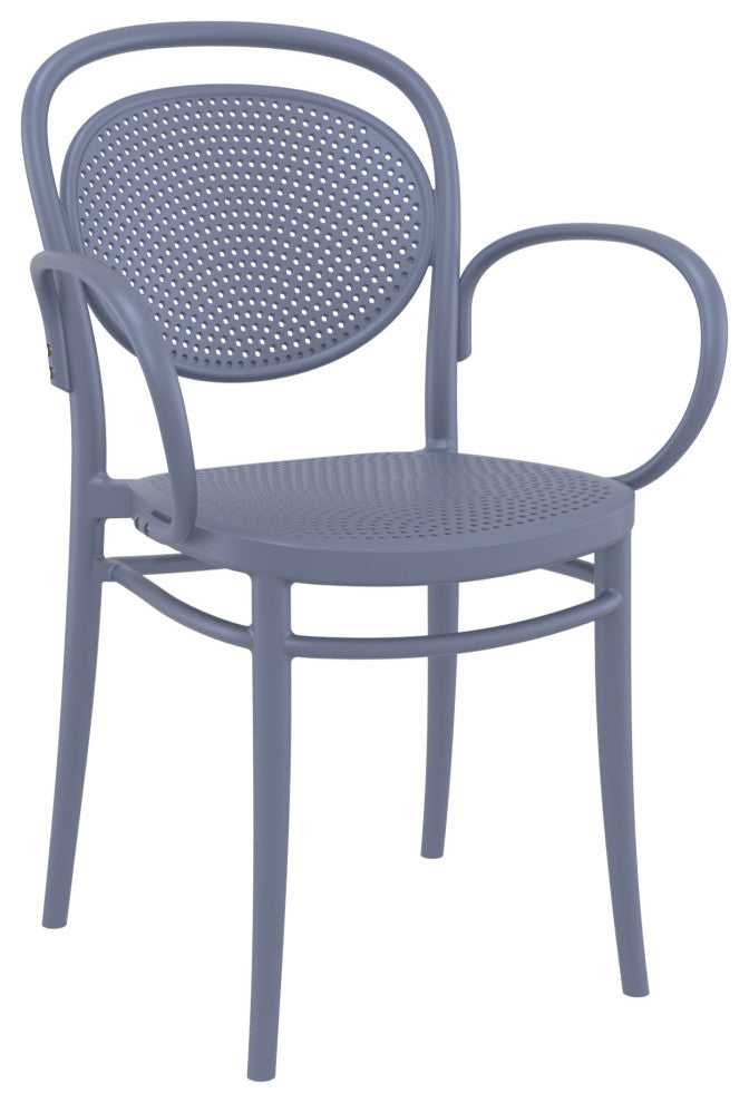 Marcel XL Resin Outdoor Arm Chair Dark Gray, Set of 2