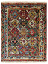 EORC Brown Hand Knotted Wool Knot Rug, 7'6x9'6