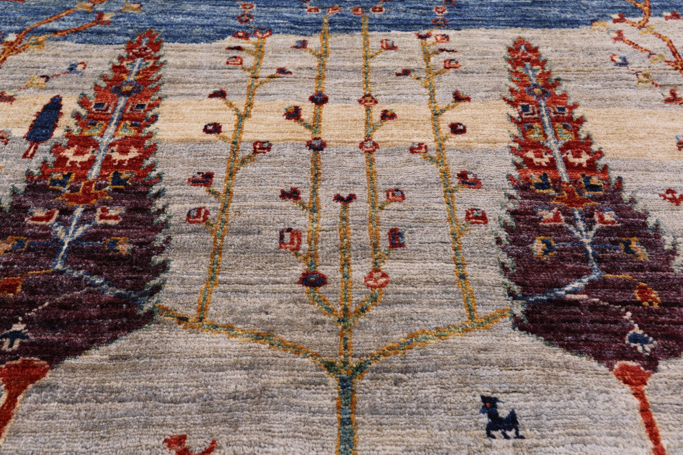 Tribal Persian Gabbeh Hand-Knotted Rug 4' 10" X 6' 3" Q5656