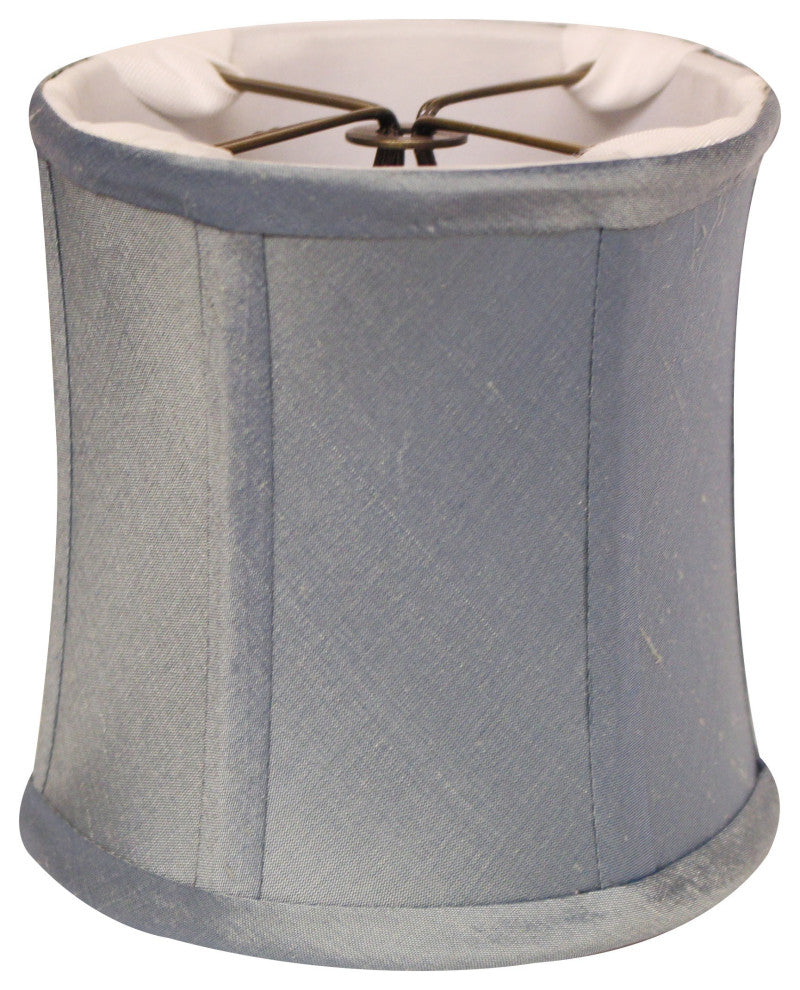 6" Blue Steel Set of 6 Corset Drum Chandelier Dupioni Lampshades