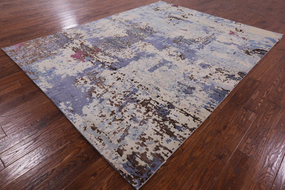 Abstract Handmade Wool and Silk Rug 7' 11" X 10' 1" Q6341