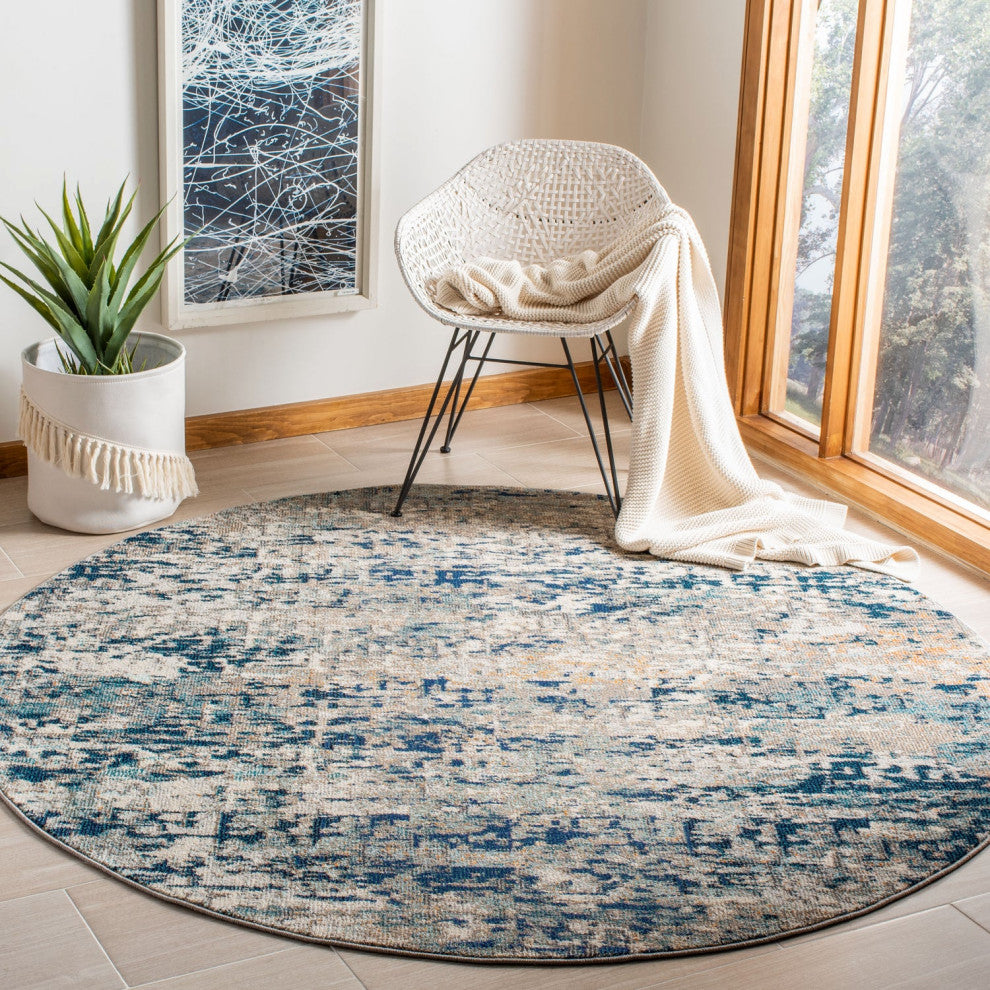 Safavieh Madison Mad460K Organic and Abstract Rug, Gray and Blue, 10'0"x10'0" Square