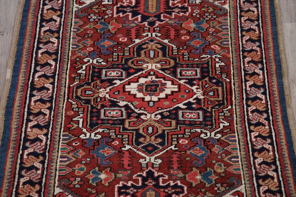 Consigned, Handmade Wool Vintage Persian Oriental Area Rug, Red, 4'8"X3'1"