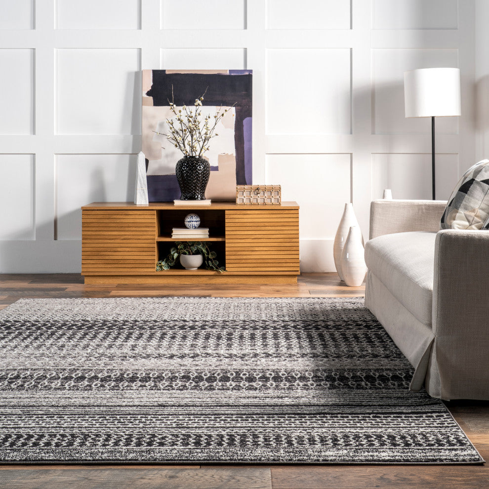 Nuloom Nova Stripes Contemporary Area Rug, Dark Grey 4'x6'