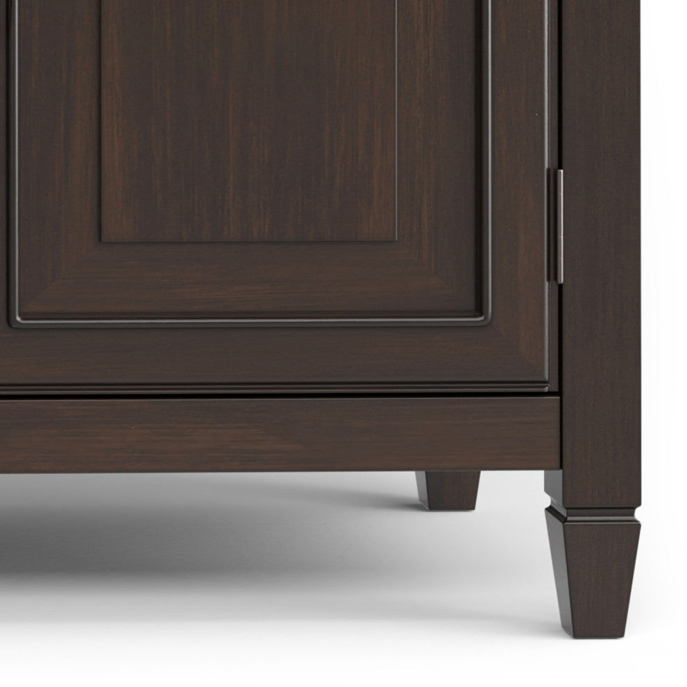 Connaught Solid Wood Large Sideboard Storage Cabinet, Dark Chestnut Brown