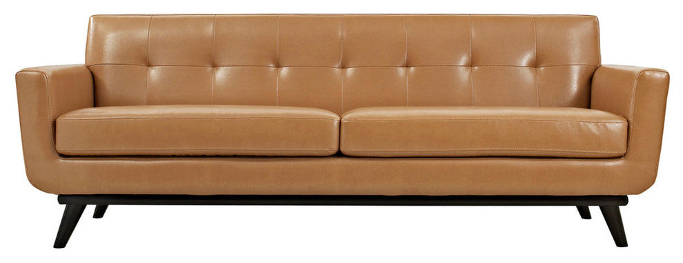 Modern Urban Contemporary 2-Piece Set Leather Living Room Set, Tan Leather