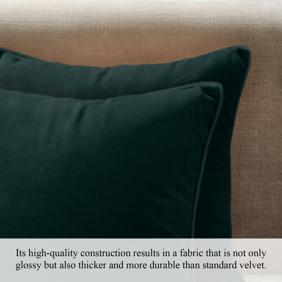 A1HC Soft Velvet Throw Pillow Covers Only, Set of 2, Forest Green, 22"x22"