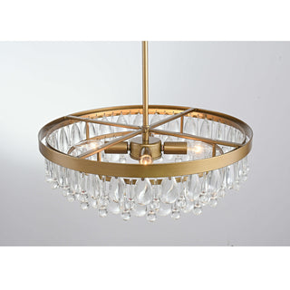 Bonnie Brushed Brass 4-light Crystal Teardrop Round Chandelier