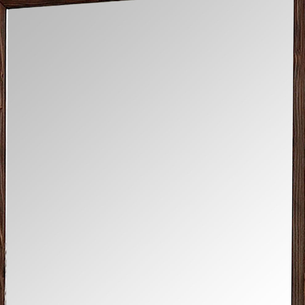 Benzara BM276346 36" Wall Mirror, Molded Trim, Grain Details, Oak Brown