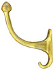 Brass Victorian Single Hook, Polished Brass Un-Lacquered