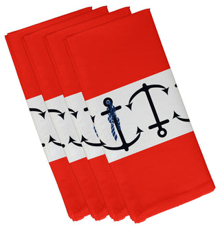 Anchor Stripe, Stripe Print Napkin, Orange, Set of 4